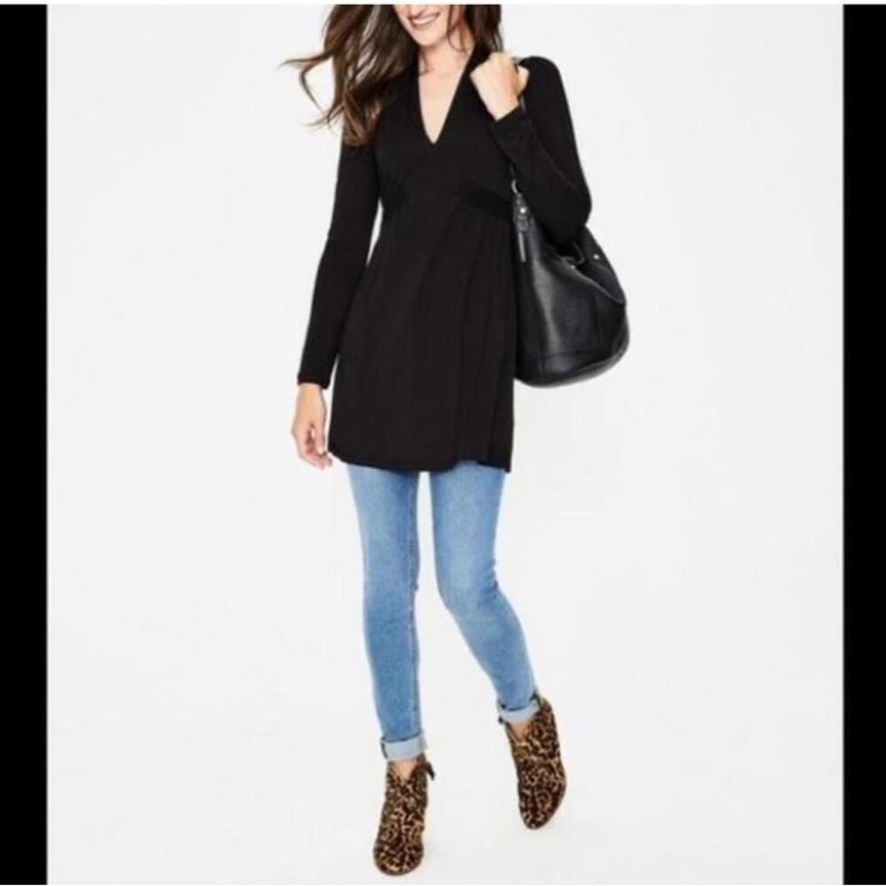 Boden Betty Tunic Dress/Blouse Black Size 10 Long Sleeve